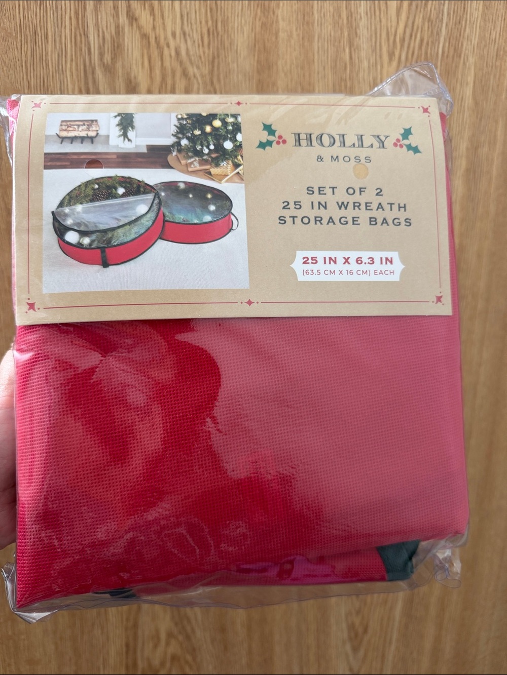 Red Wreath Storage Bags - Set of 2